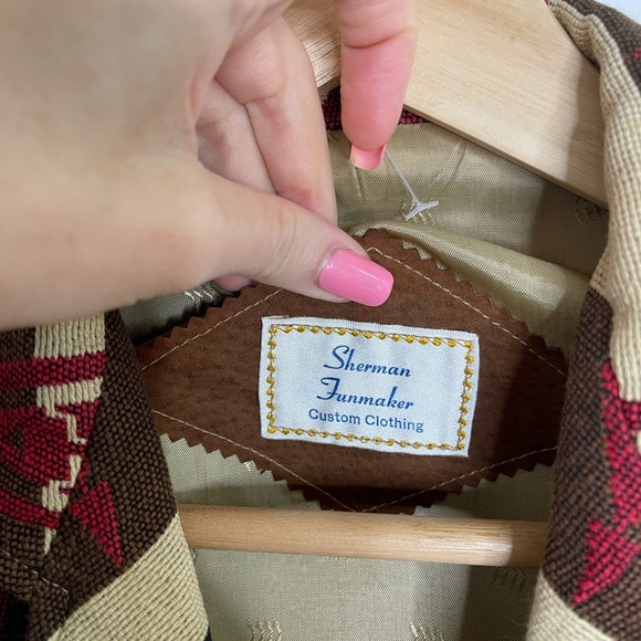 Vintage custom western coat trendy cowboy Aztec print - Picture 2 of 11